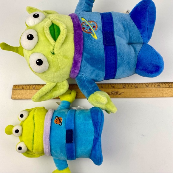 TOY STORY Little Green Men Plush lot of two, 13" + 8" Disney/Pixar, 3 eye aliens - Picture 8 of 8